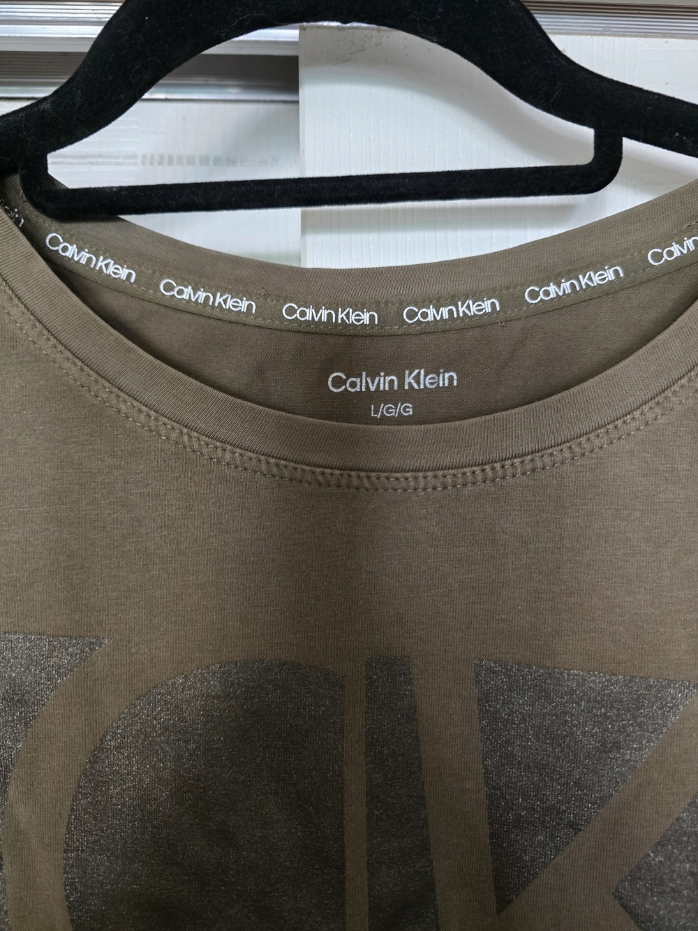 Calvin Klein Boyfriend Style Tee Olive Brown Short-Sleeve Logo Tee